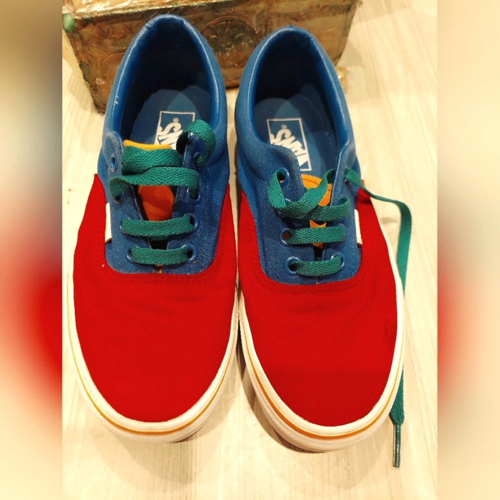 Vans Colorblock Canvas Sneakers - Red & Blue Unisex